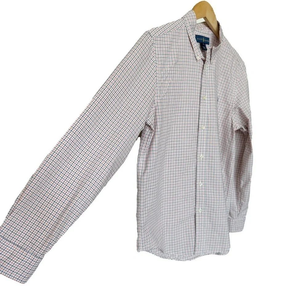 Ralph Lauren Boy’s XL Checkered Button-Up Dress Shirt Multicolor 100% Cotton